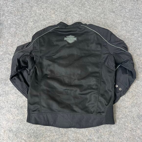 Harley Davidson Mens Black Motorcycle Jacket Mesh Armor Reflective Size Large - Picture 2 of 14